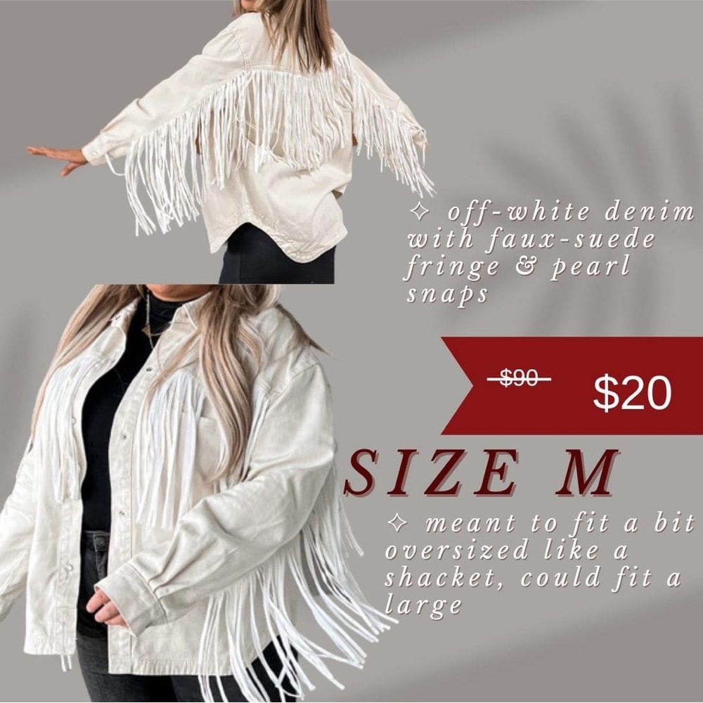 Saints & Hearts off-white Denim Fringe Jacket